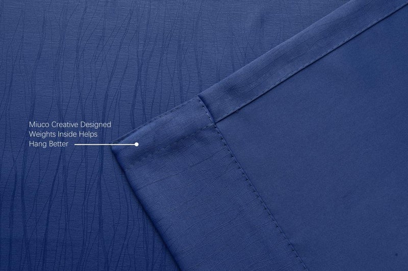 MIUCO Blackout Curtains Room Darkening Textured Grommet Window Curtains 2 Panels for Bedroom 52x63 Inch Navy Blue - Image 4